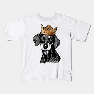 German Pinscher Dog King Queen Wearing Crown Kids T-Shirt